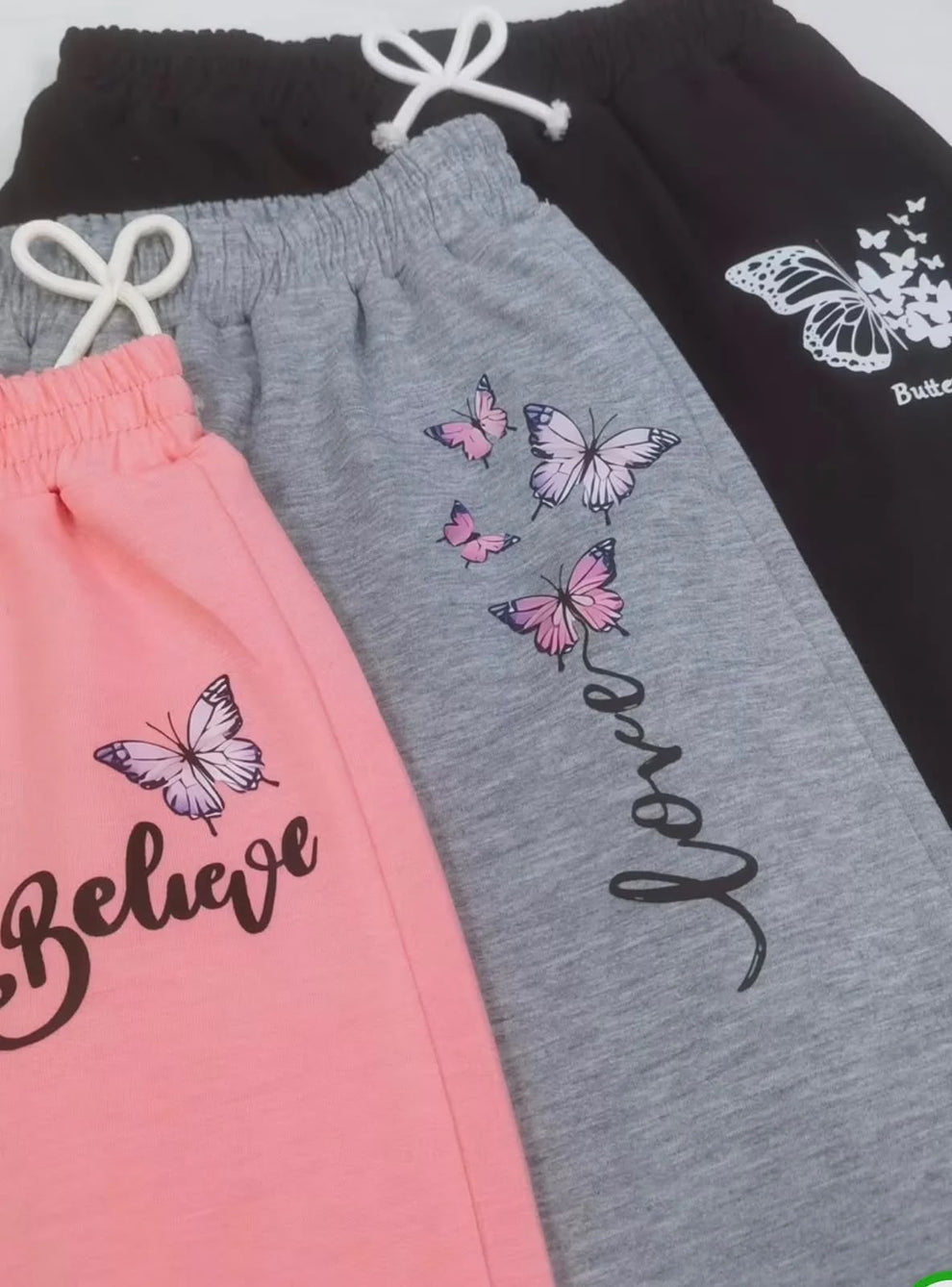 0000 Printed Pack of 3 Multi Fleece Trousers For Kids (Believe, butterfly,Love)