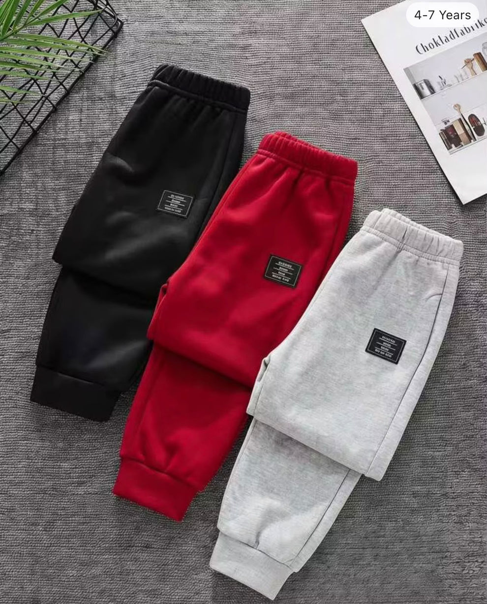 0000 Kids Smart Fit Joggers Pack of 3 (Black,Red,Grey)