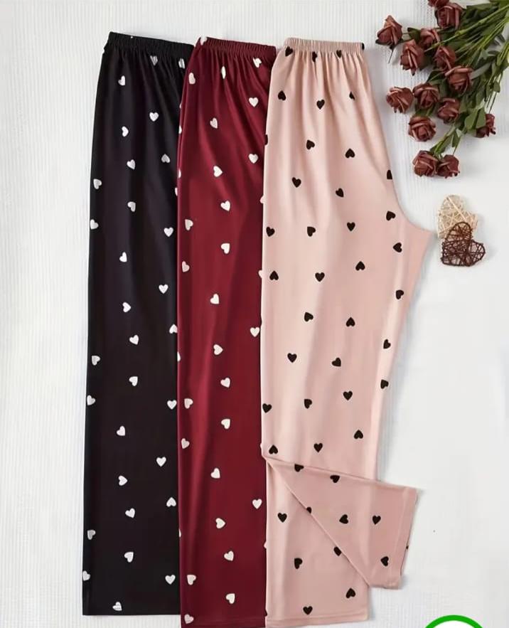 Pak of three trousers hearts (black maroon baby pink)