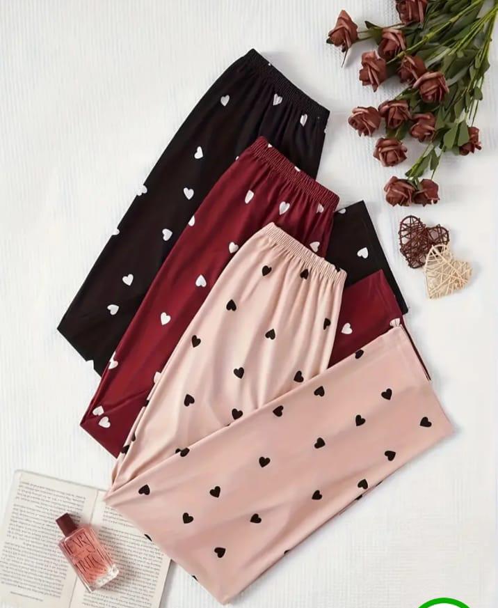 Pak of three trousers hearts (black maroon baby pink)