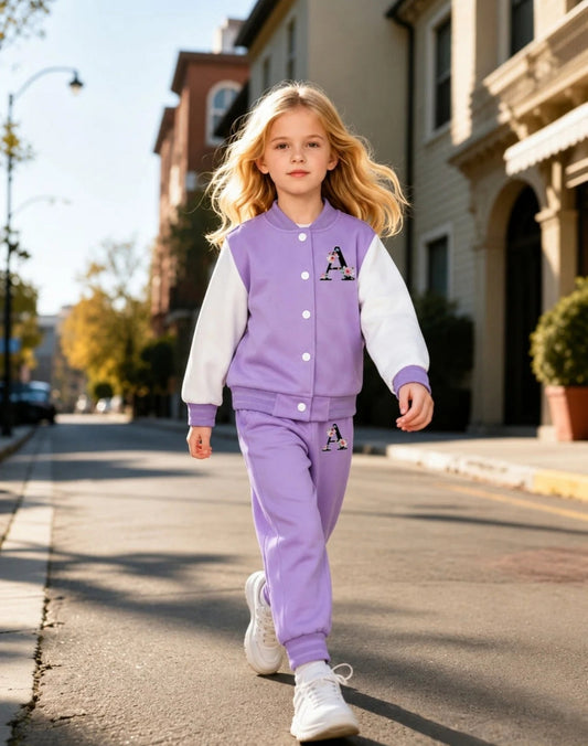 0000 Lilac A Printed Varsity Fleece Tracksuit